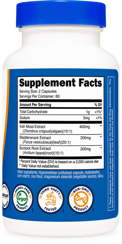 Nutricost Irish Sea Moss Extract 10,000mg – 120 Capsules, 60 Servings, Vegan