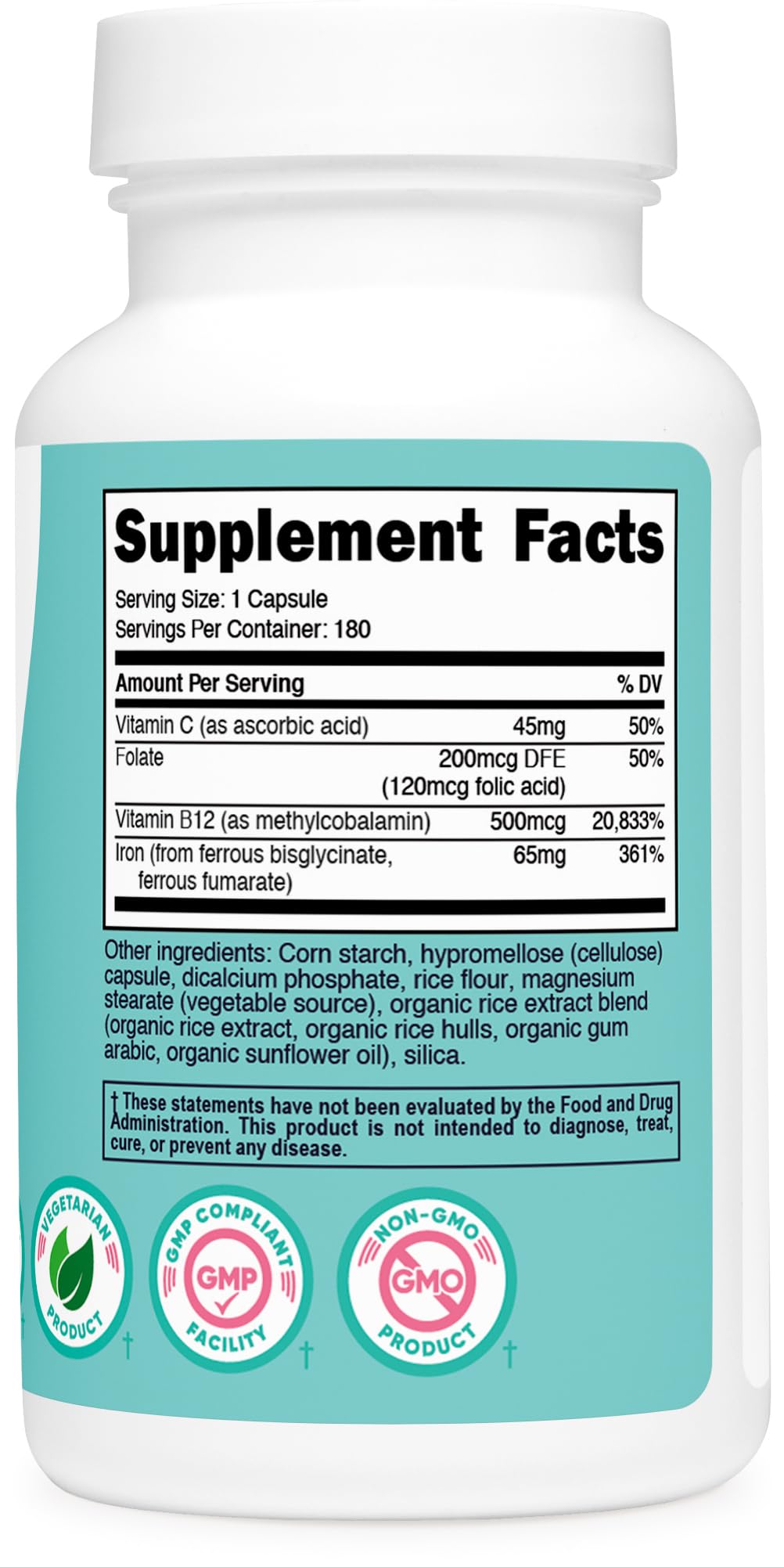 Nutricost Iron for Women 65mg – 180 Capsules | Vegetarian, Non-GMO, Gluten Free