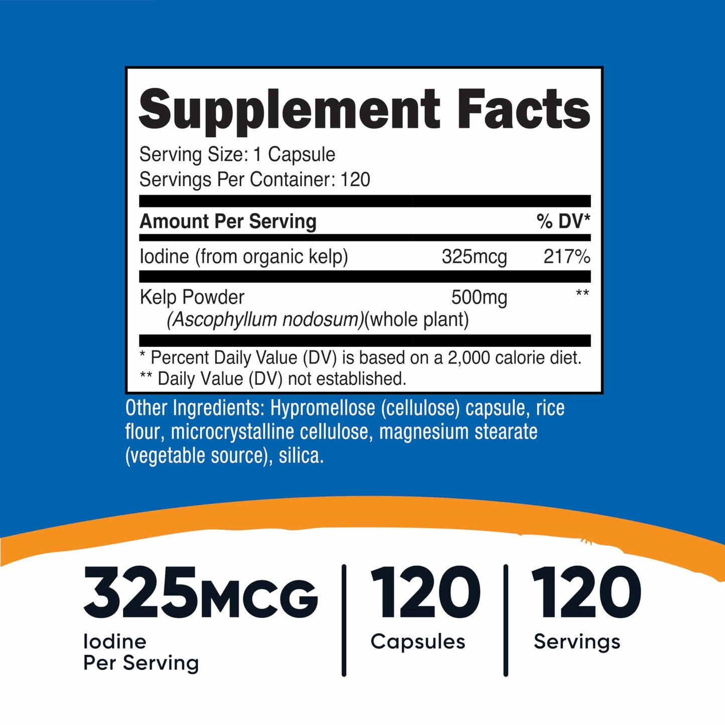 Nutricost Kelp Capsules — 325mcg Iodine, 120 Caps, Vegetarian, Non-GMO & Gluten Free