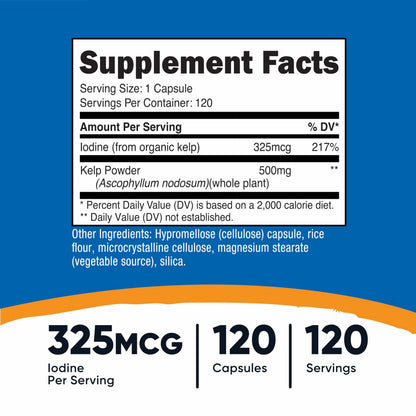 Nutricost Kelp Capsules — 325mcg Iodine, 120 Caps, Vegetarian, Non-GMO & Gluten Free