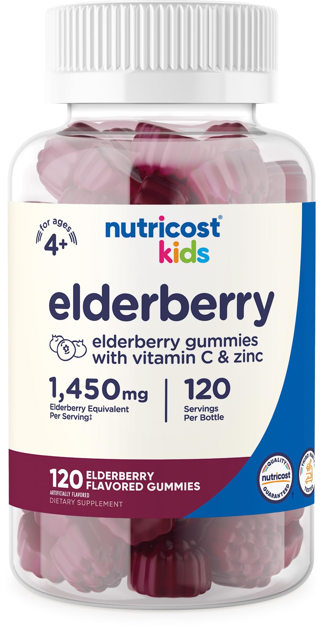 Nutricost Kids Elderberry Gummies (50mg) with Zinc & Vitamin C – 120 Gummies (Gluten Free)