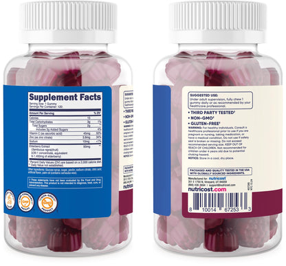 Nutricost Kids Elderberry Gummies (50mg) with Zinc & Vitamin C – 120 Gummies (Gluten Free)