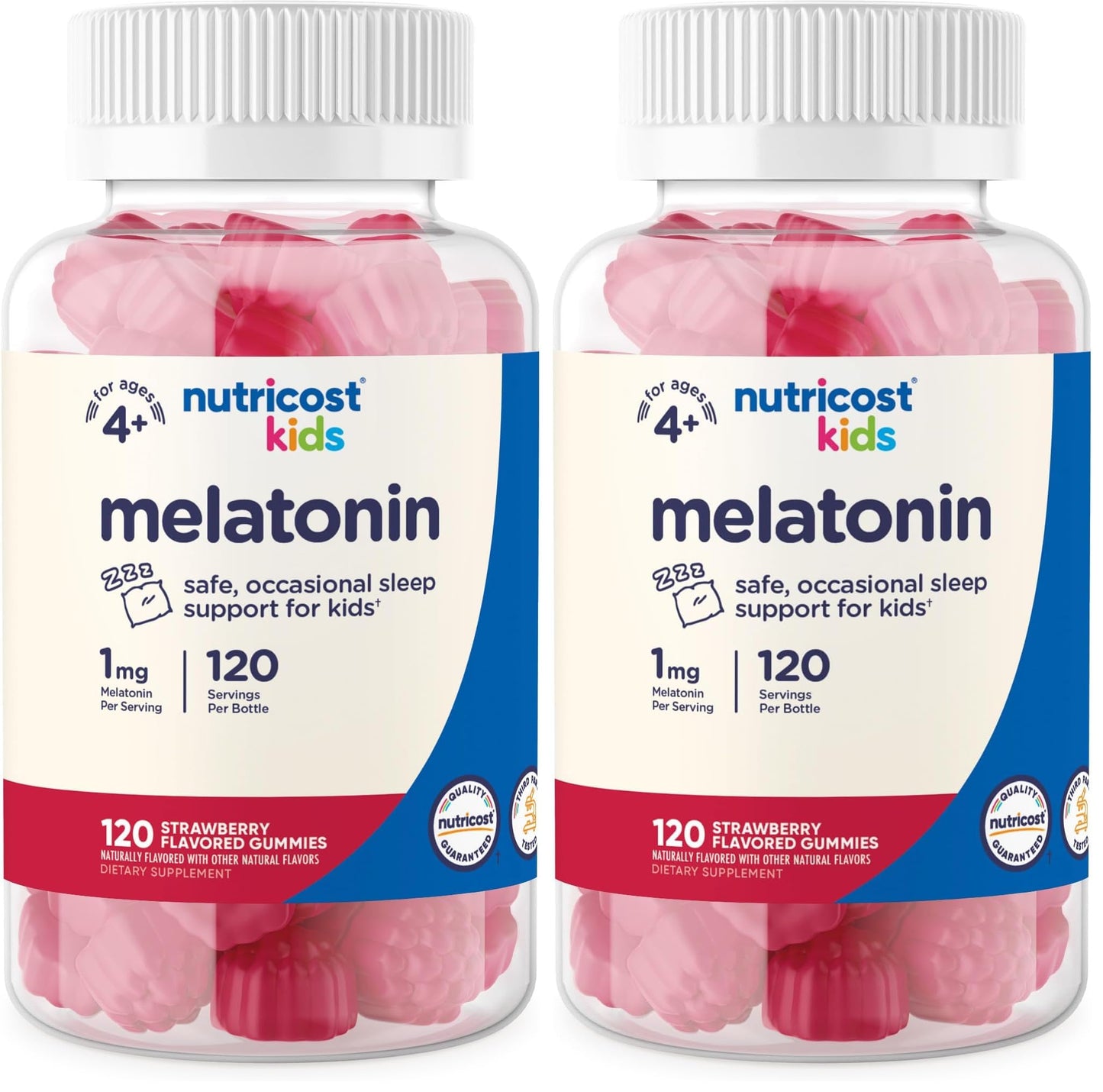 Nutricost Kids Melatonin Gummies 1mg - 120 Gummies Strawberry Flavor (Pack of 2)