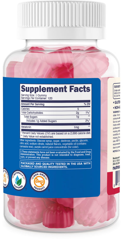 Nutricost Kids Melatonin Gummies 1mg - 120 Gummies Strawberry Flavor (Pack of 2)