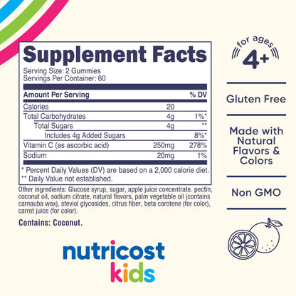 Nutricost Kids Vitamin C Gummies (250mg) - 120 Gummies, 60 Servings - Gluten Free