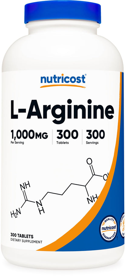 Nutricost L-Arginine 1000mg - 300 Tablets | Amino Acid Supplement
