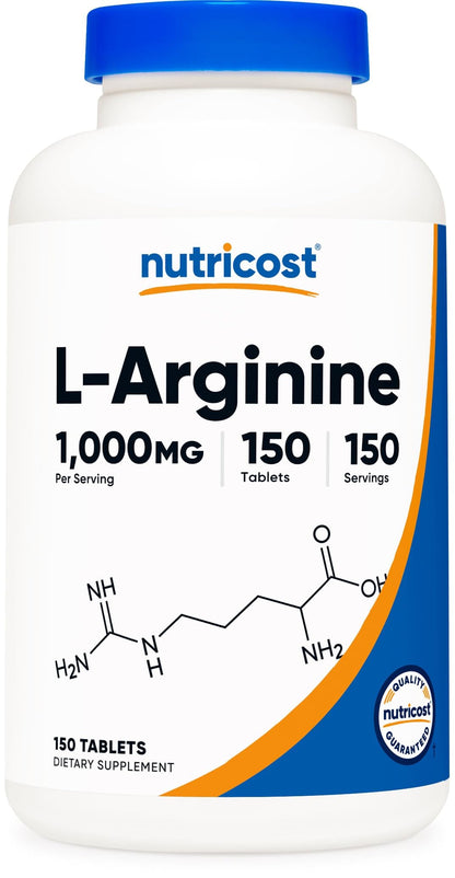 Nutricost L-Arginine 1000mg – Amino Acid Tablets (150 Count)