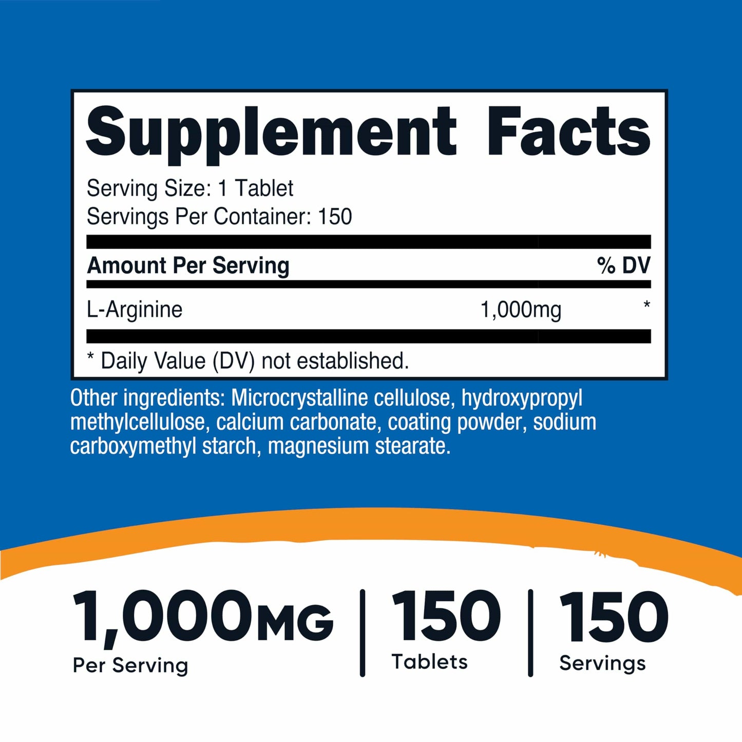 Nutricost L-Arginine 1000mg – Amino Acid Tablets (150 Count)