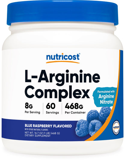 Nutricost L-Arginine Complex (Blue Raspberry, 60 Servings) - Gluten Free, Non-GMO