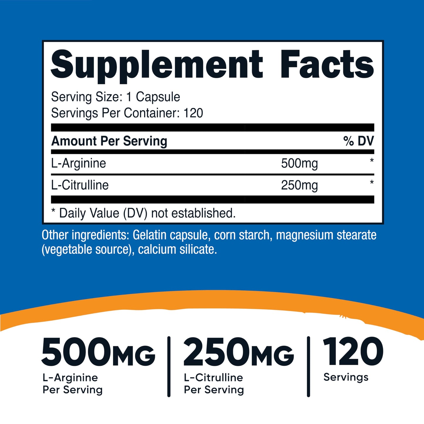 Nutricost L-Arginine L-Citrulline Complex 750mg - 120 Capsules | Non-GMO