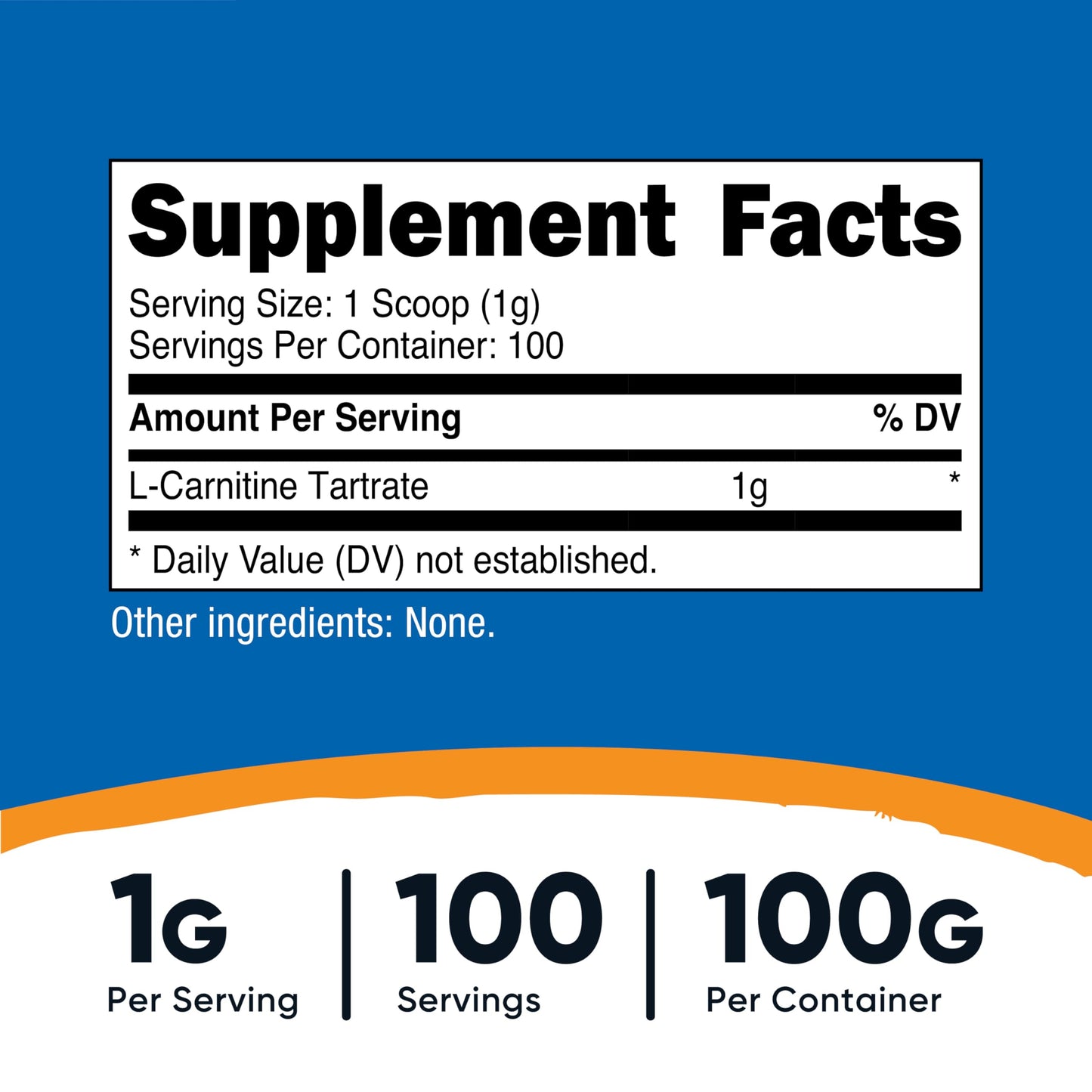 Nutricost L-Carnitine Tartrate Powder 100 g - 1 g per Serving, 100 Servings