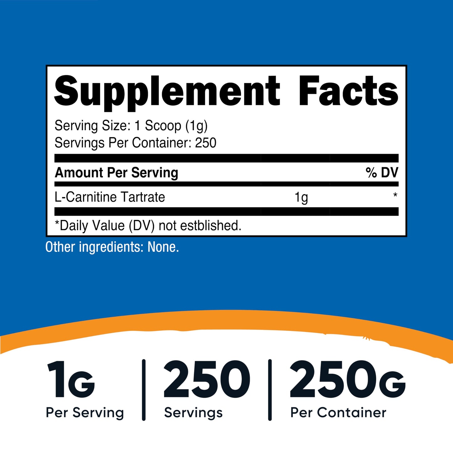 Nutricost L-Carnitine Tartrate Powder – 250g, 1g Serving, 250 Servings