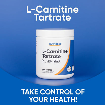 Nutricost L-Carnitine Tartrate Powder – 250g, 1g Serving, 250 Servings