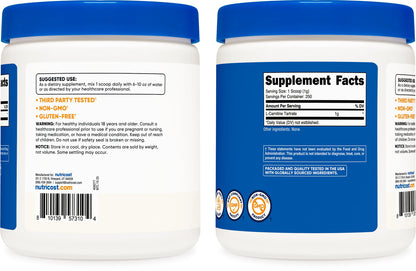 Nutricost L-Carnitine Tartrate Powder – 250g, 1g Serving, 250 Servings