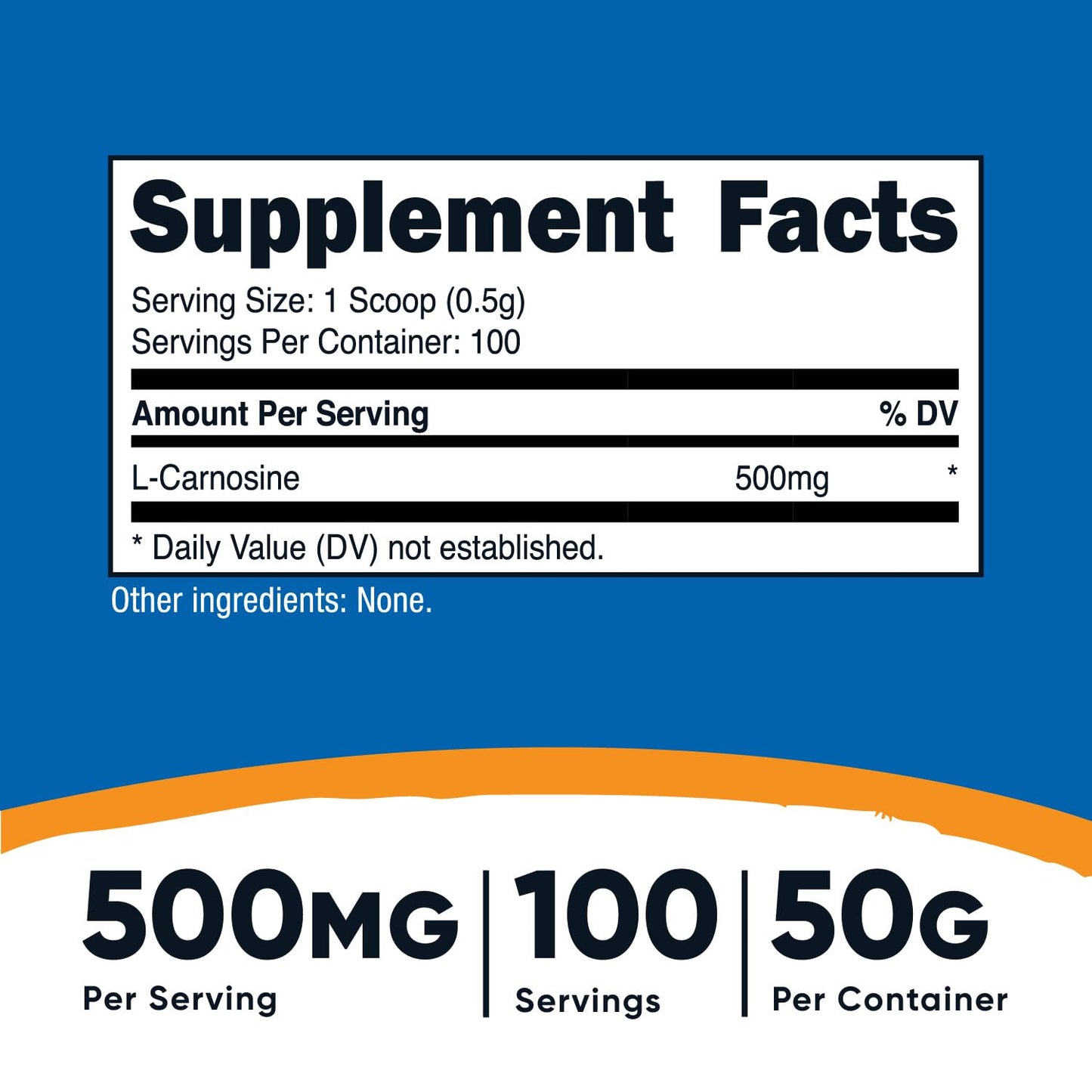 Nutricost L-Carnosine Powder 50g (100 Servings) – Non-GMO
