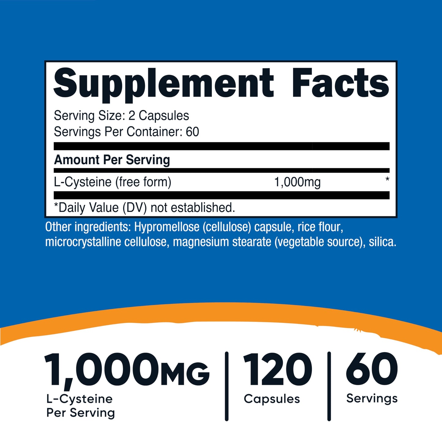 Nutricost L-Cysteine 1000mg – 120 Caps – Non-GMO & Gluten Free (500mg per Capsule)