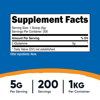 Nutricost L-Glutamine Powder 1 KG - Unflavored, Non-GMO, Gluten Free