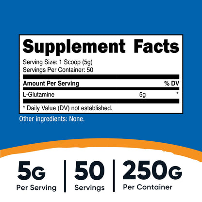 Nutricost L-Glutamine Powder 250 Grams – 50 Servings, Vegan & Gluten Free