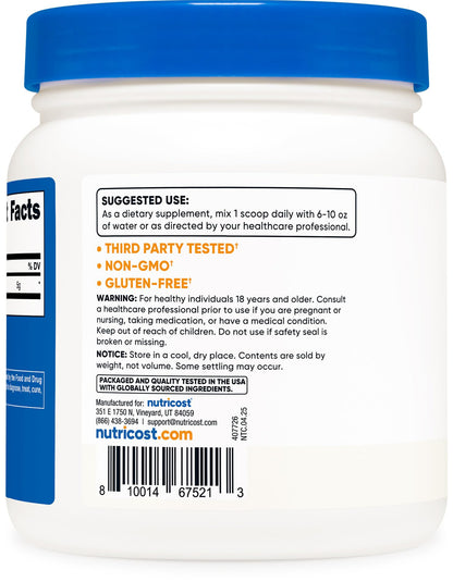 Nutricost L-Glutamine Powder (500g) - Unflavored, Gluten Free & Non-GMO | 100 Servings