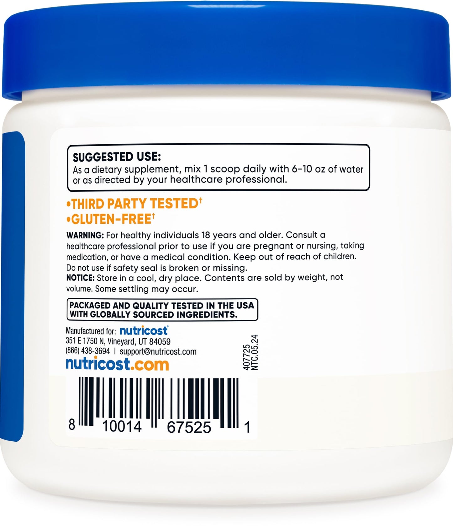 Nutricost L-Glutamine Powder 250 Grams – 50 Servings, Vegan & Gluten Free