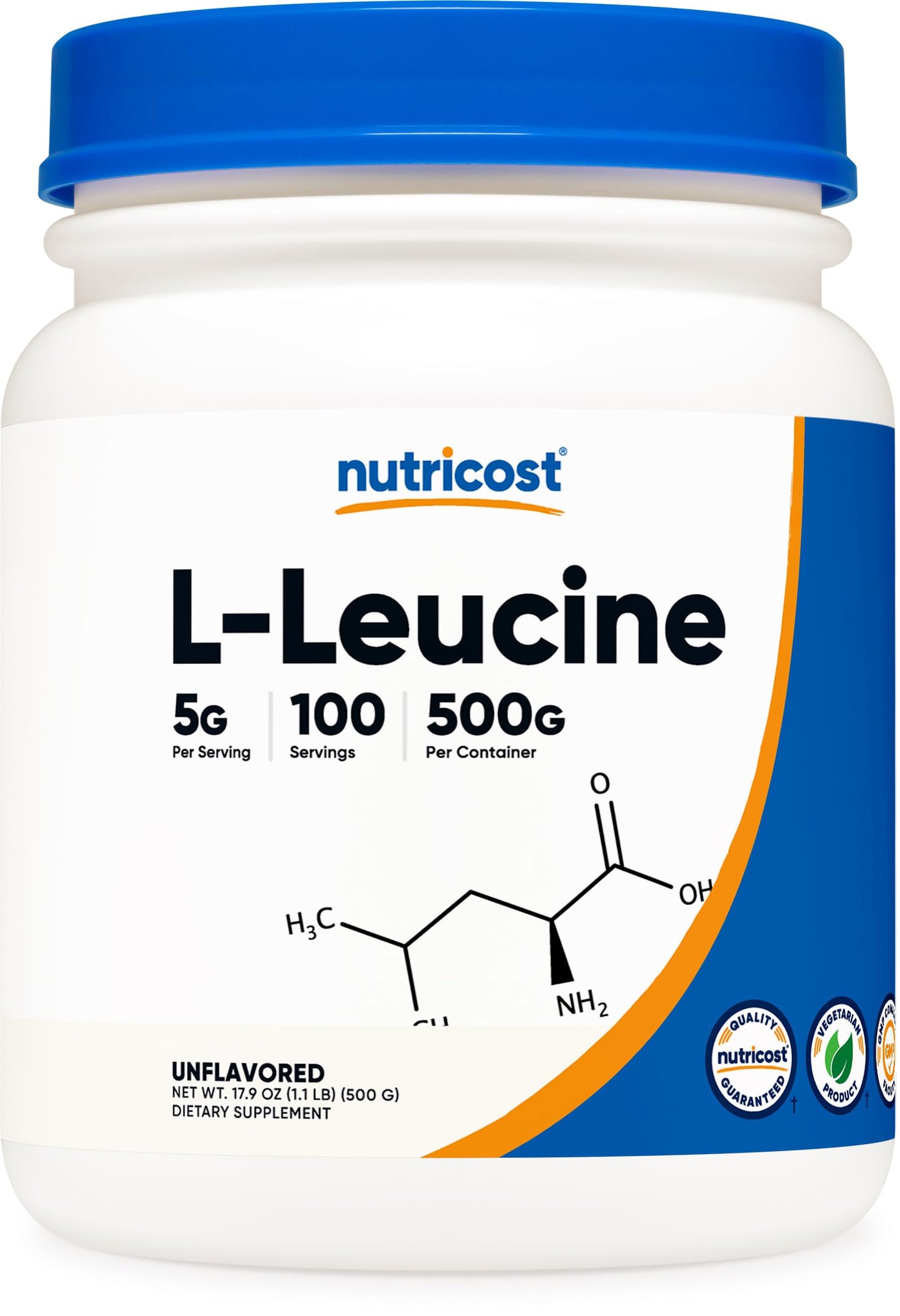 Nutricost Pure L-Leucine Powder 500g - 5g Per Serving | Gluten Free
