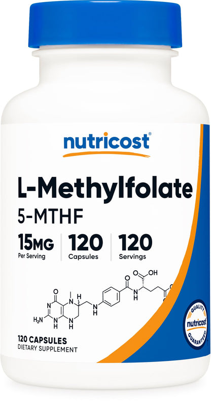 Nutricost L-Methylfolate 15mg, 120 Capsules (5-MTHF) - Vegan, Non-GMO, Gluten Free