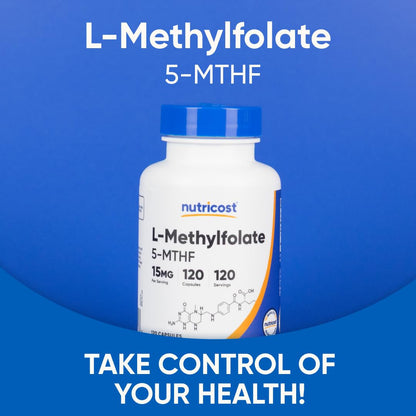 Nutricost L-Methylfolate 15mg, 120 Capsules (5-MTHF) - Vegan, Non-GMO, Gluten Free