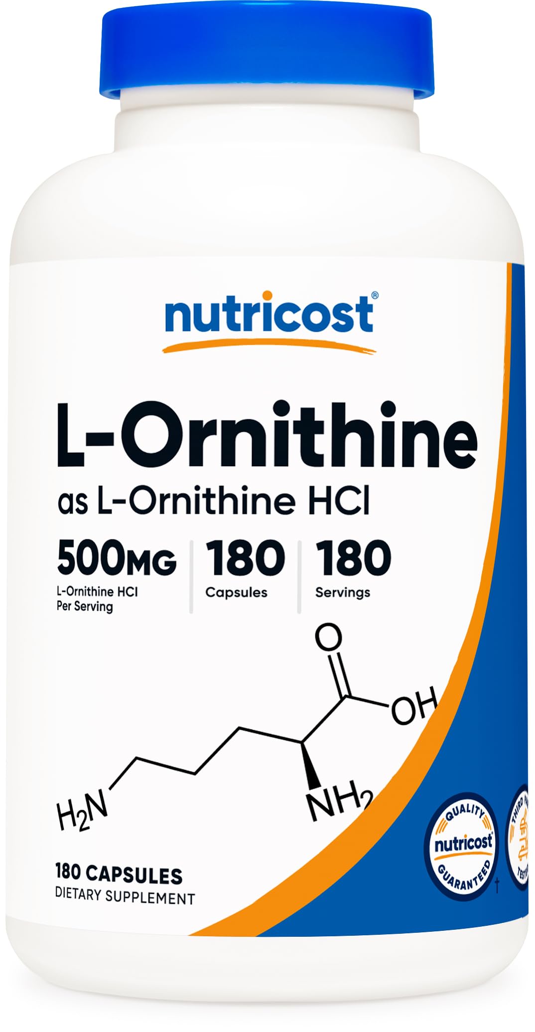 Nutricost L-Ornithine 500mg - 180 Capsules | Non-GMO & Gluten Free