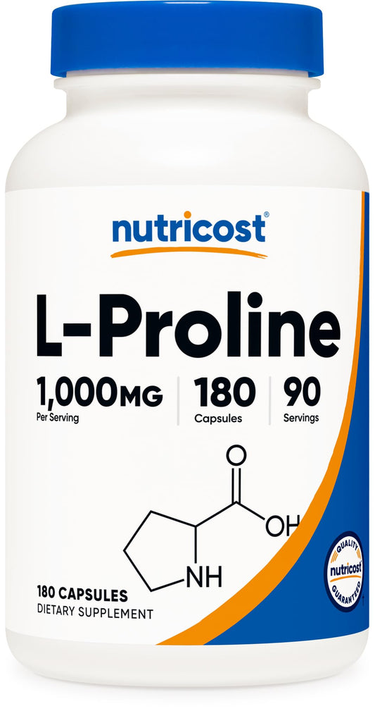 Nutricost L-Proline 1000mg - 180 Capsules (90 Servings) - Non-GMO, Gluten Free BritishVita | Premium UK Vitamins & Wellness Supplements