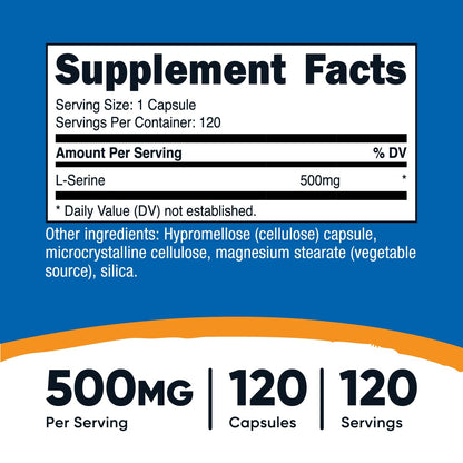 Nutricost L-Serine 500mg – 120 Vegetarian Capsules, Non-GMO, Gluten Free