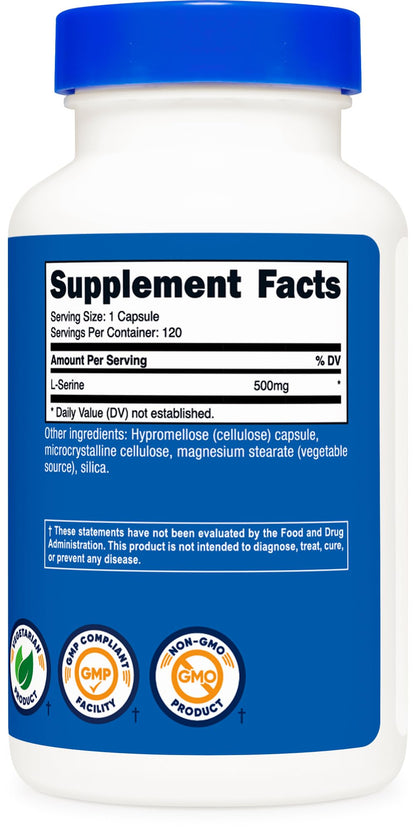 Nutricost L-Serine 500mg – 120 Vegetarian Capsules, Non-GMO, Gluten Free