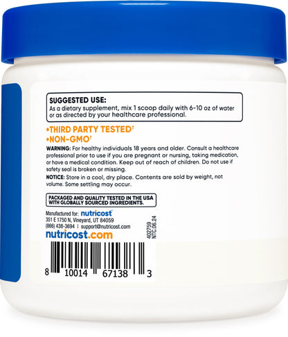 Nutricost L-Serine Powder - 113 Servings, 2000 mg/Serving | Gluten Free, Non-GMO