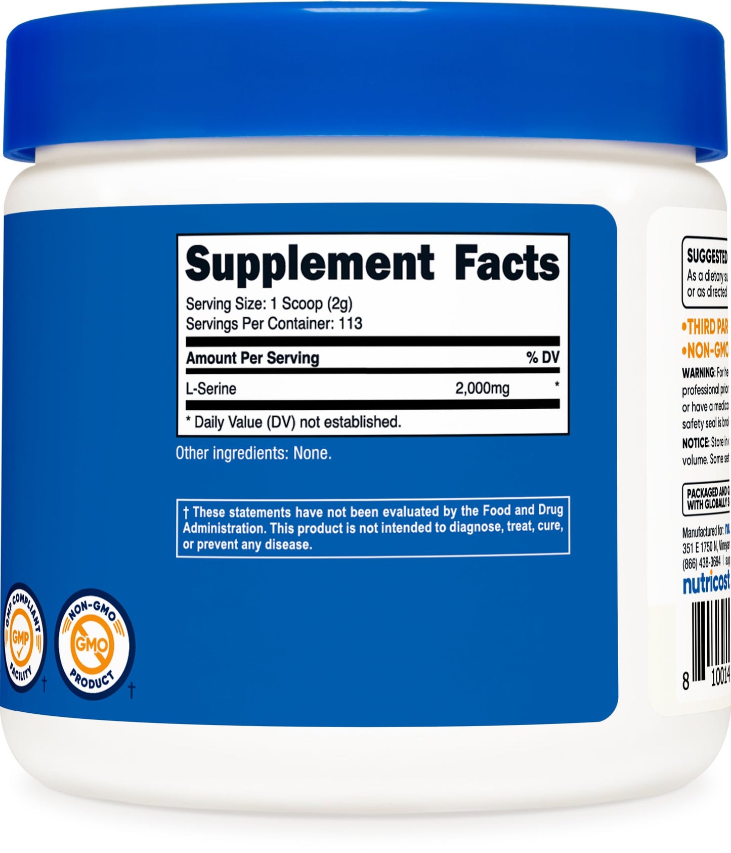 Nutricost L-Serine Powder - 113 Servings, 2000 mg/Serving | Gluten Free, Non-GMO
