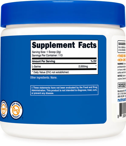 Nutricost L-Serine Powder - 113 Servings, 2000 mg/Serving | Gluten Free, Non-GMO