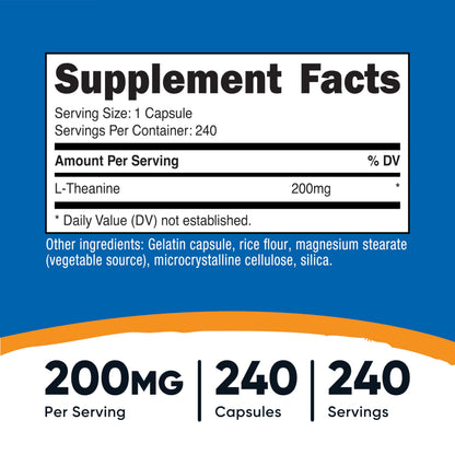 Nutricost L-Theanine 200mg 240 Capsules - Double Strength