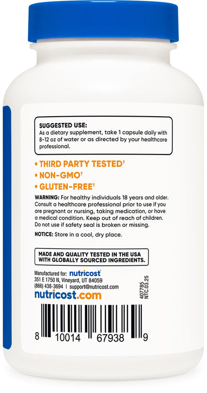 Nutricost L-Tryptophan 500mg – 120 Capsules per Bottle, with BioPerine, Gluten Free, Non-GMO (Pack of 2)