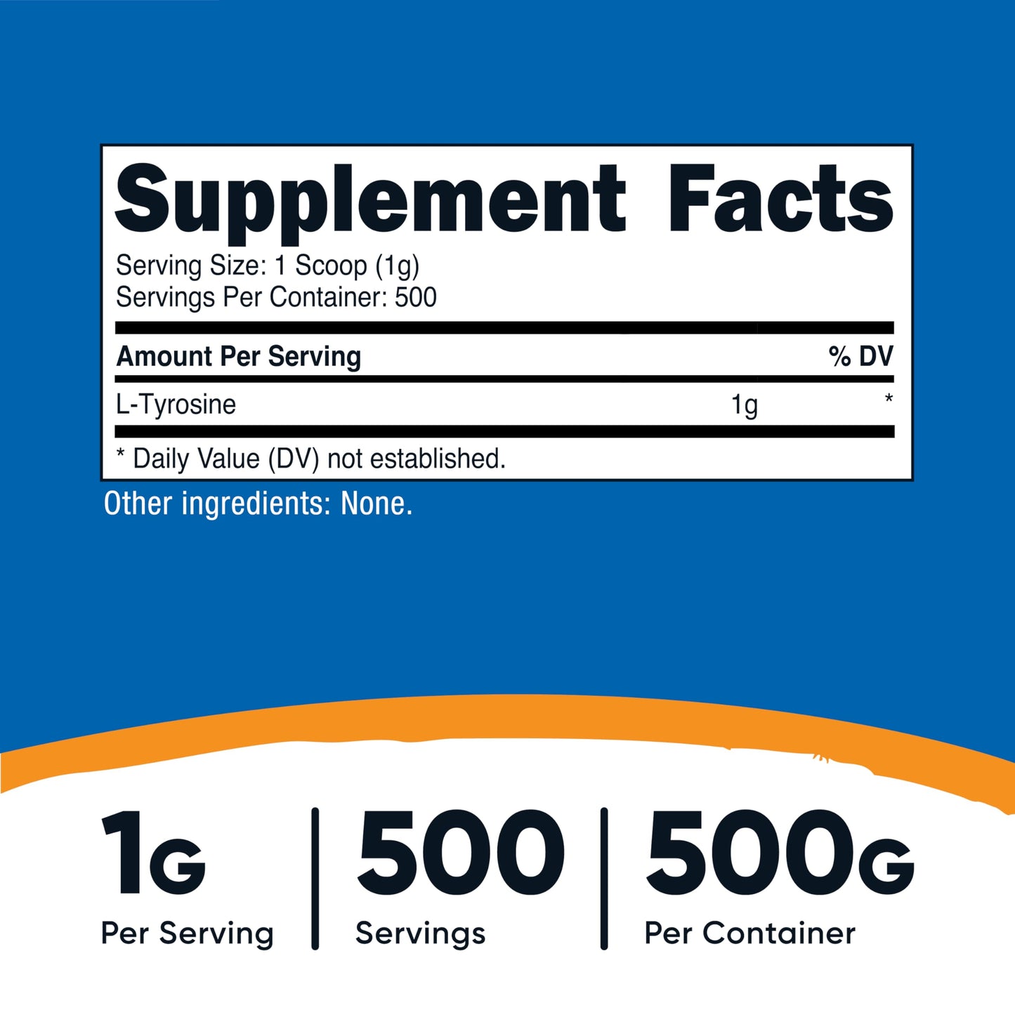 Nutricost L-Tyrosine Powder 500 Grams - Pure L-Tyrosine Powder 1000mg Per Serving