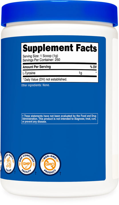 Nutricost L-Tyrosine Powder 250g – Pure L-Tyrosine 1000mg per Serving