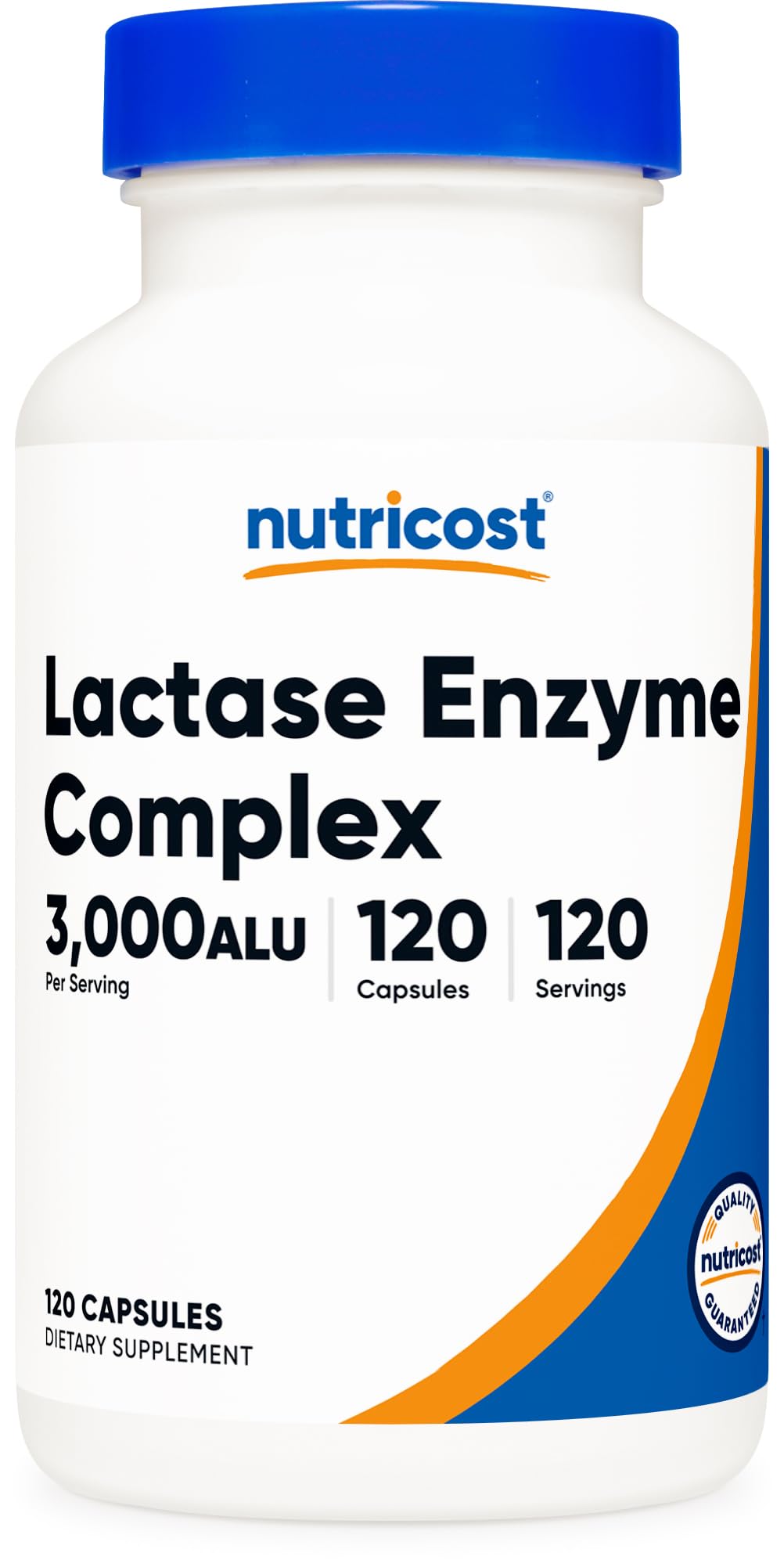 Nutricost Lactase Enzyme Complex 3,000 FCC ALU – 120 Veg Capsules, Non-GMO, Gluten Free
