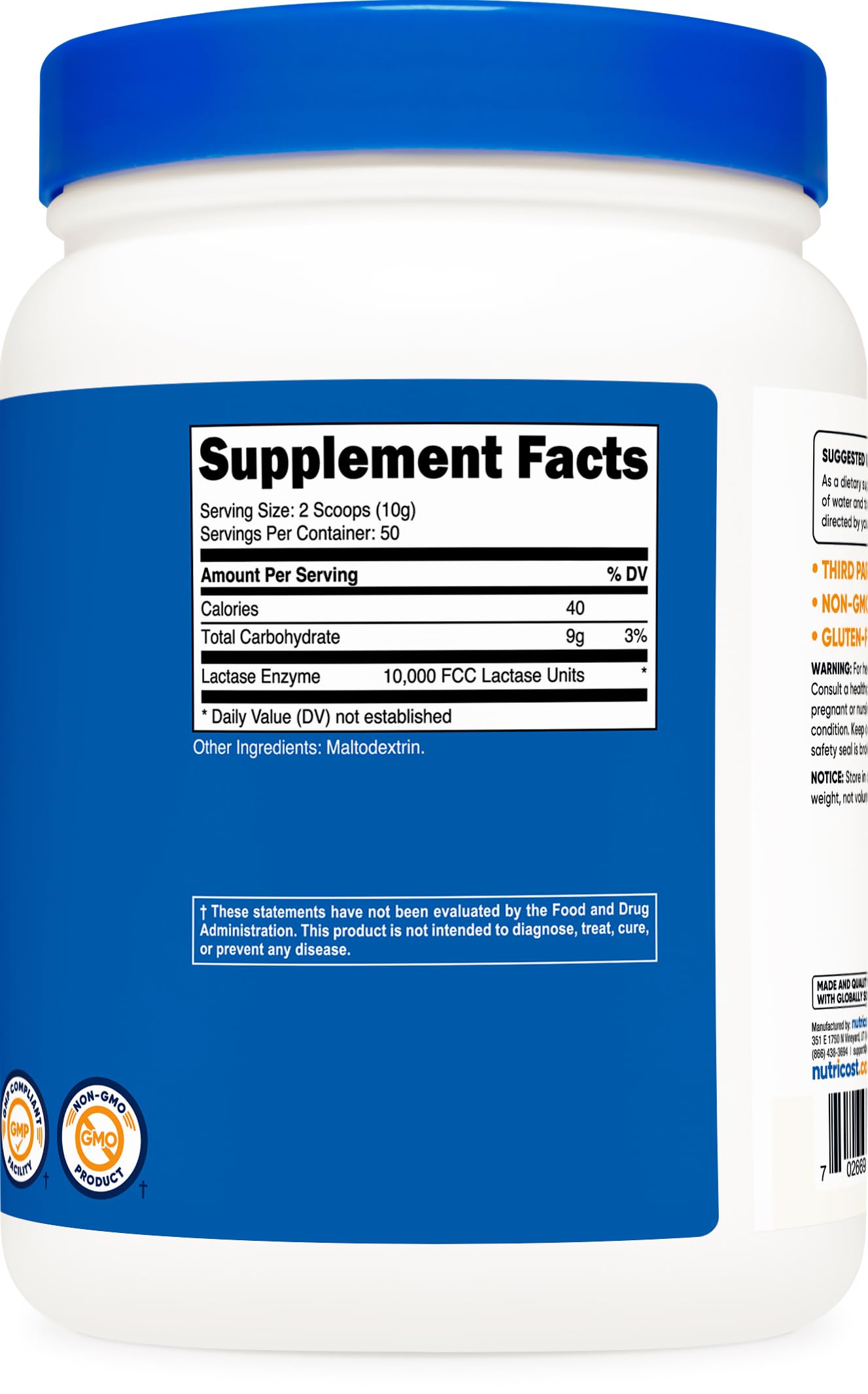 Nutricost Lactase Powder 500 Grams – Non-GMO, Gluten Free