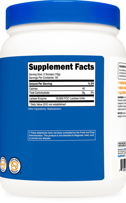 Nutricost Lactase Powder 500 Grams – Non-GMO, Gluten Free
