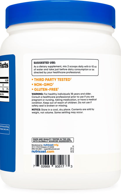 Nutricost Lactase Powder 500 Grams – Non-GMO, Gluten Free