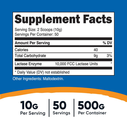 Nutricost Lactase Powder 500 Grams – Non-GMO, Gluten Free