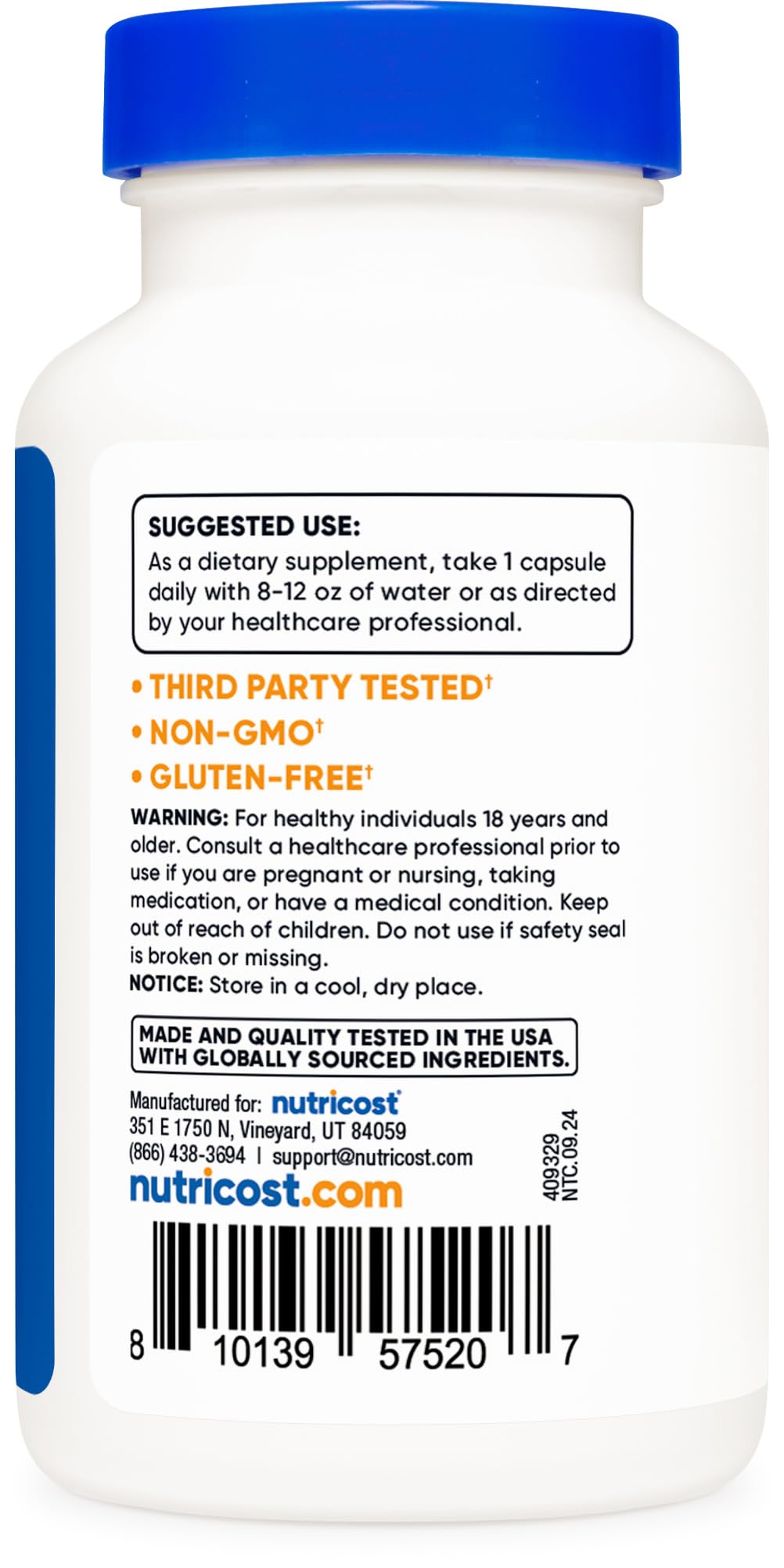 Nutricost Lactobacillus Acidophilus 500 Million CFU – 120 Capsules
