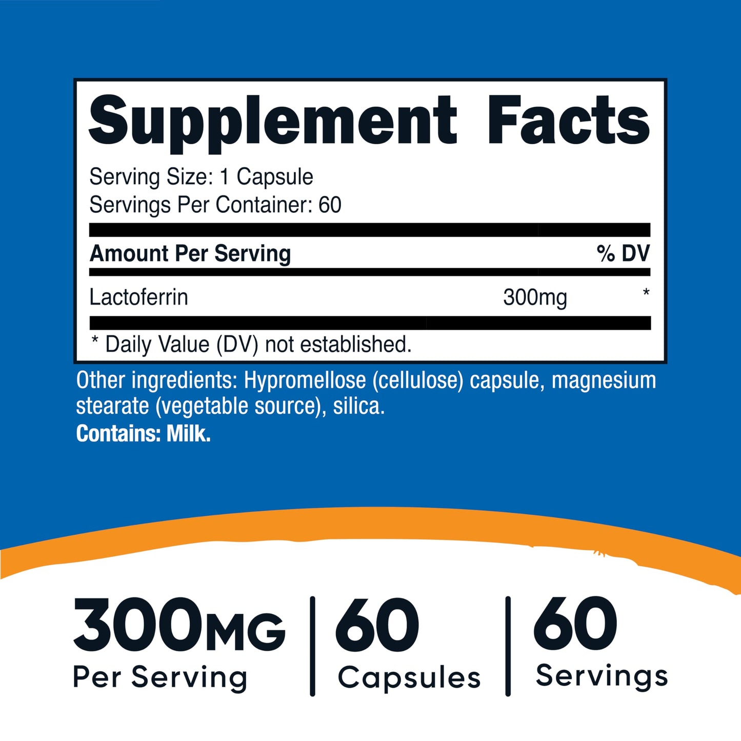 Nutricost Lactoferrin Capsules – 60 Servings (300mg) | Gluten-Free, Vegetarian, GMP-Certified