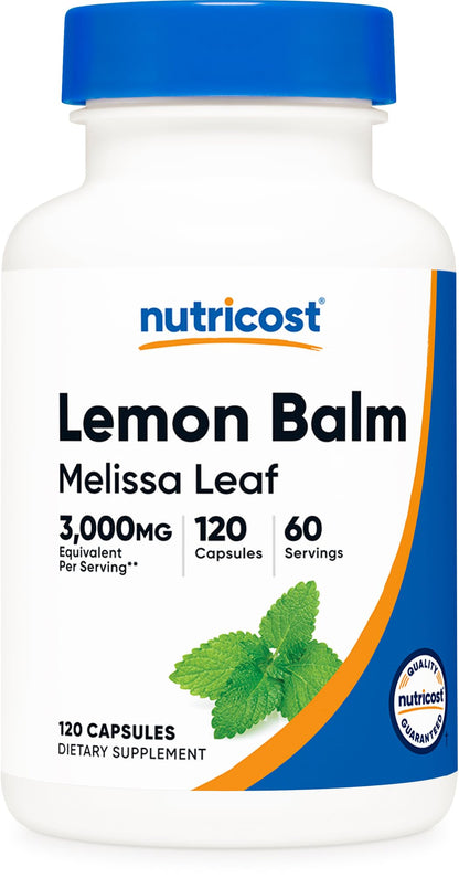 Nutricost Lemon Balm 3,000mg Equivalent | 120 Vegan Capsules | Melissa Officinalis Extract