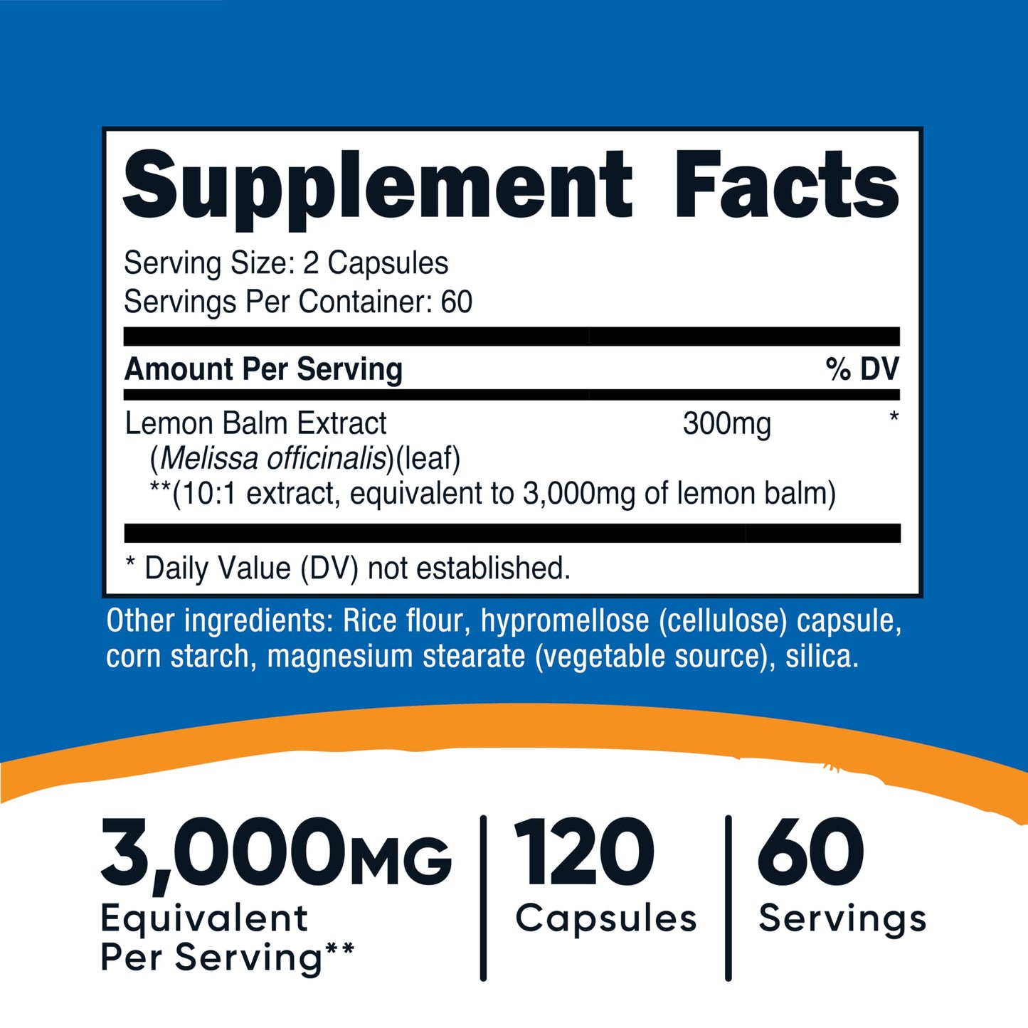 Nutricost Lemon Balm 3,000mg Equivalent | 120 Vegan Capsules | Melissa Officinalis Extract