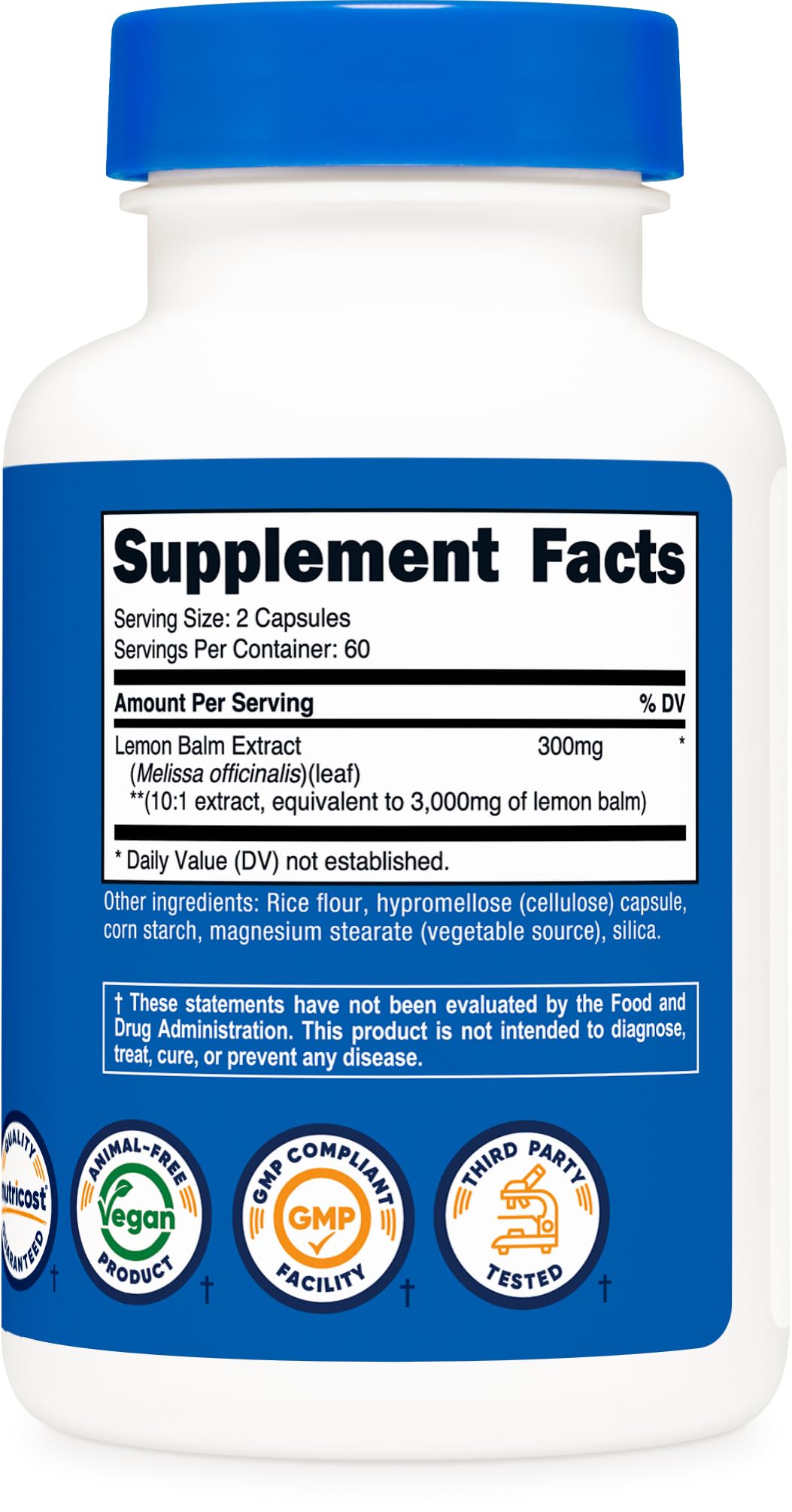 Nutricost Lemon Balm 3,000mg Equivalent | 120 Vegan Capsules | Melissa Officinalis Extract