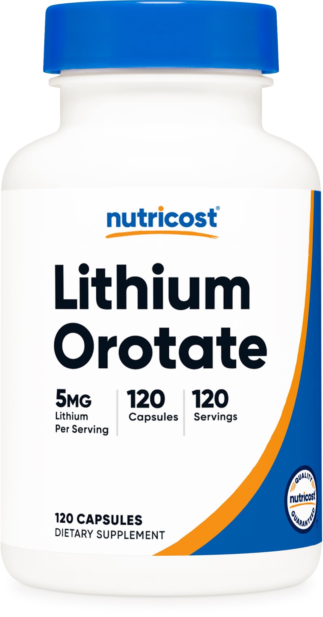 Nutricost Lithium Orotate 5mg - 120 Veggie Caps, Non-GMO, Gluten Free