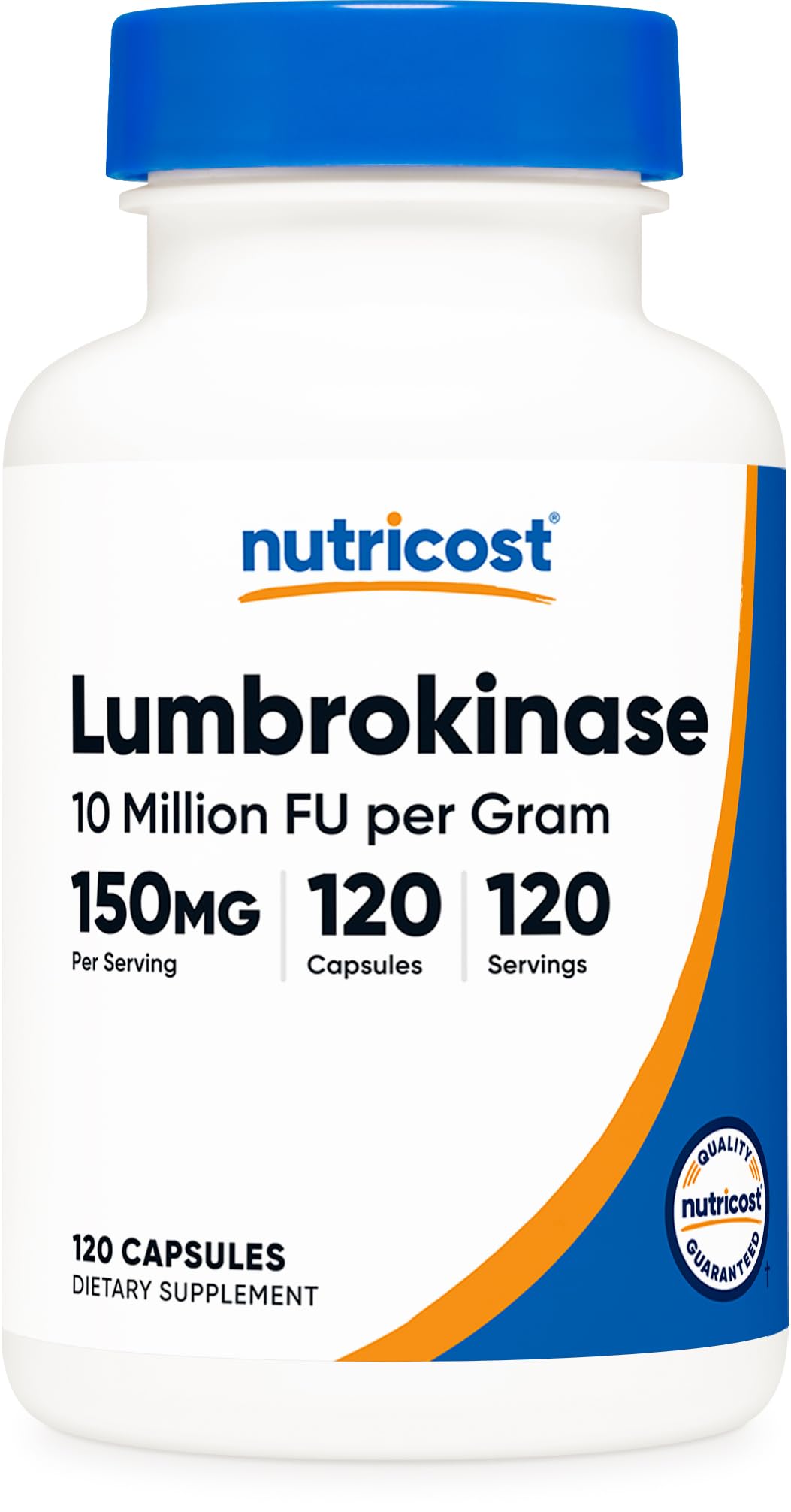 Nutricost Lumbrokinase Capsules 150 mg (120 Capsules) - Gluten-Free, Vegan, GMO-Free